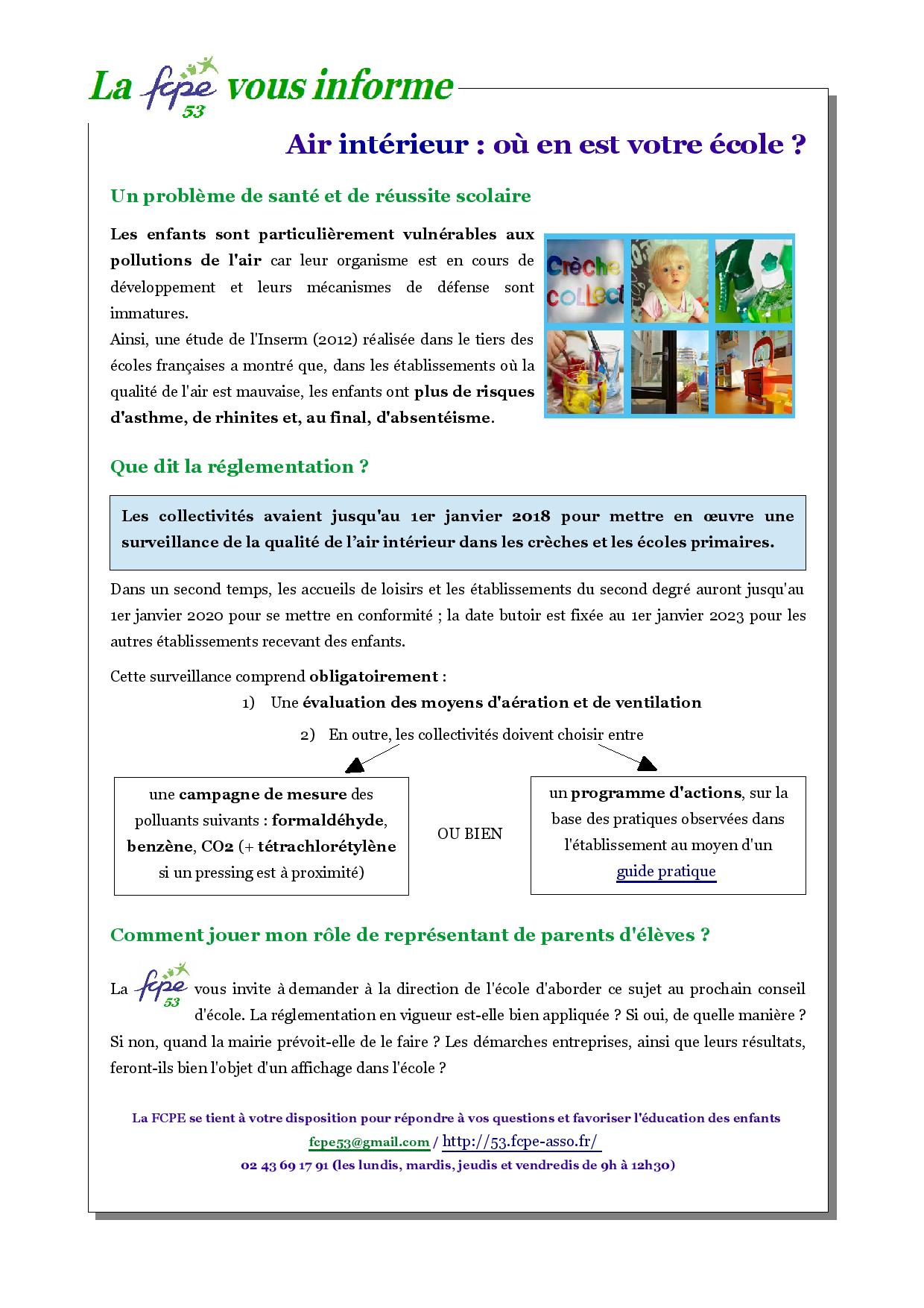 L'image explique la nouvelle réglementation sur l'air intérieur